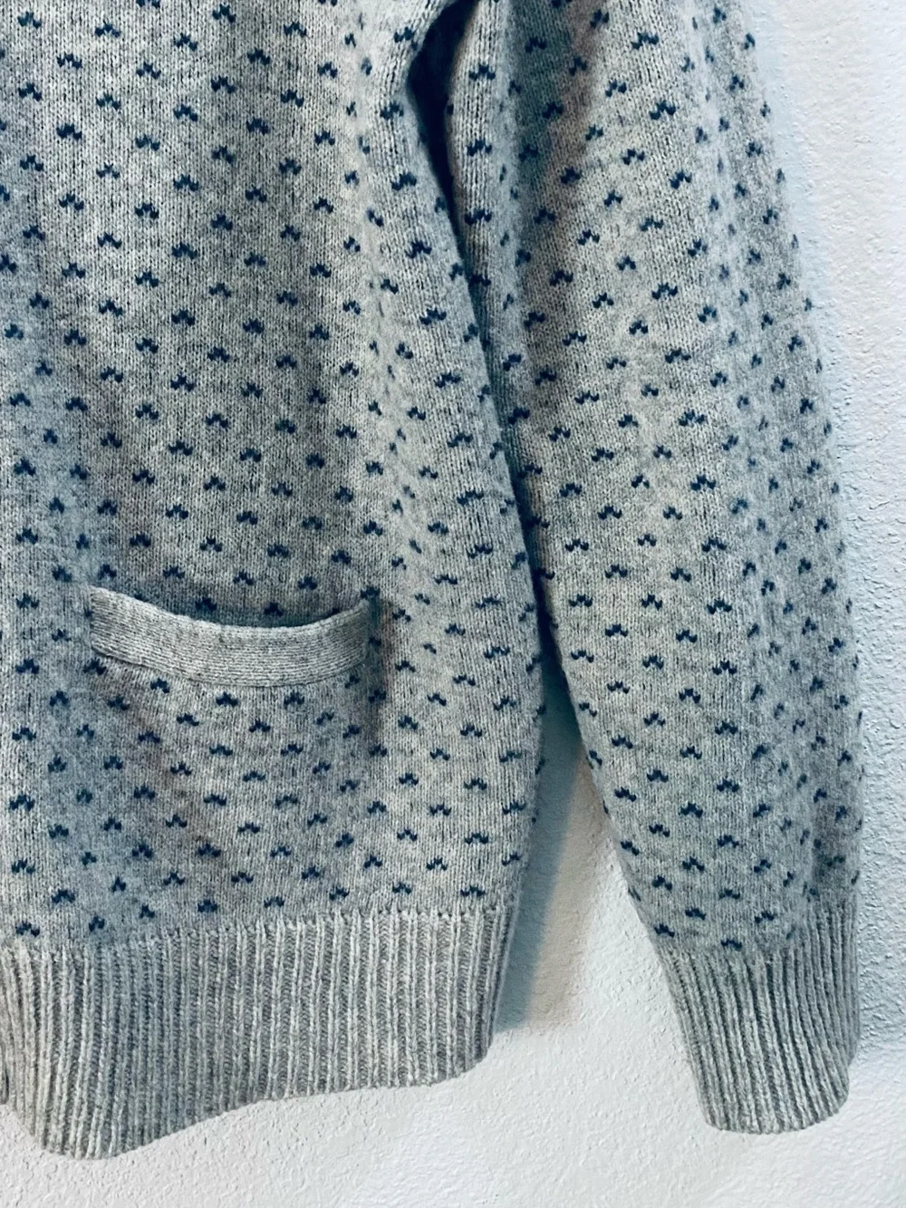 J. Crew Wool Shawl Collar Cardigan Men’s Medium Grey Birds Eye Preppy Cabincore